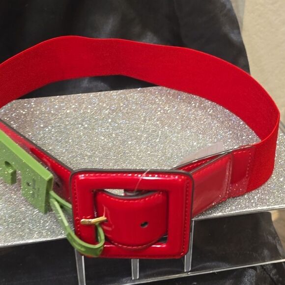 Kate Spade New York Patent Leather Stretch Belt- Red